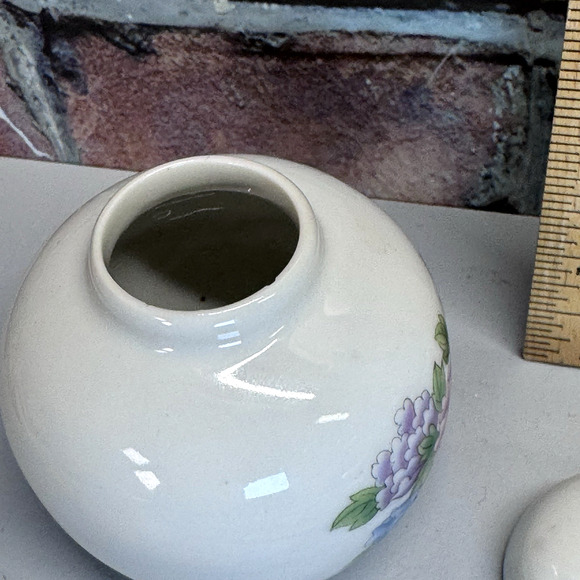 Vintage Mini Chinese Ginger Jar w Lid Floral Peonies Porcelain Asian 2.5" - Picture 6 of 7